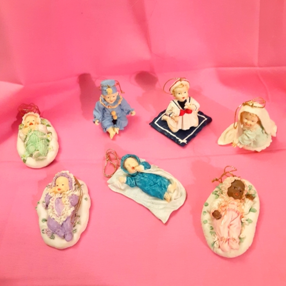 Ashton Drake Vintage Heirloom Collection Ornaments Featuring "HEAVEN SENT BABIES